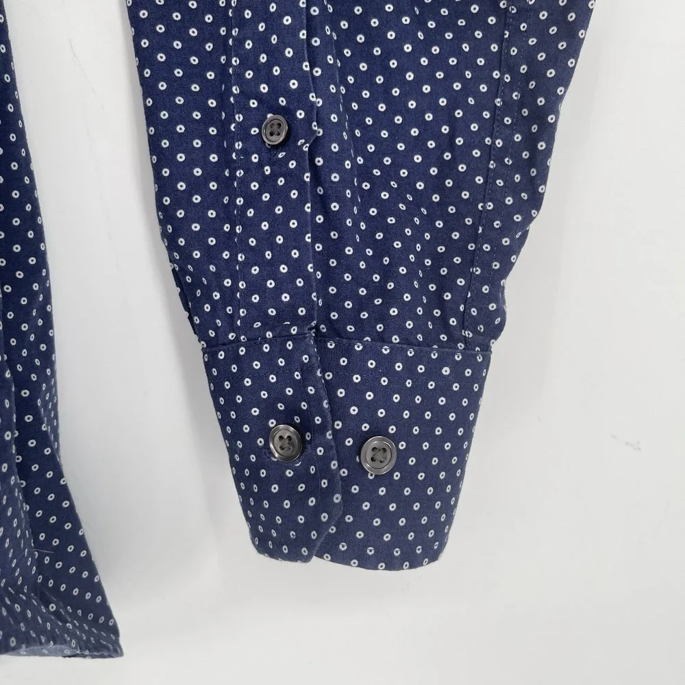 Banana Republic Men's Blue Polka Dot Slim Fit‎ Button Down Dress Shirt Size M